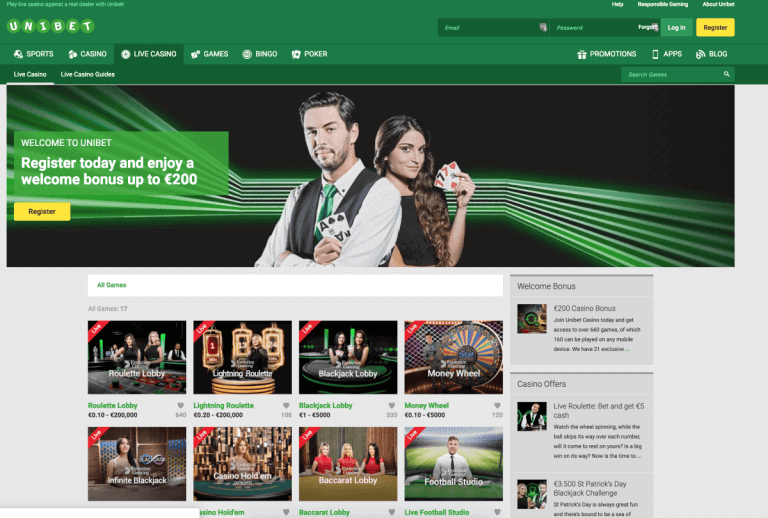 Unibet startpagina