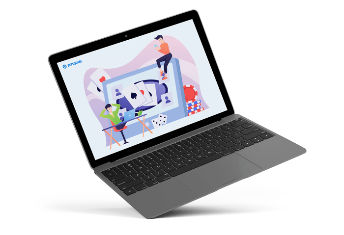 Betsquare online casino experience artfully captured in a dynamic illustration.