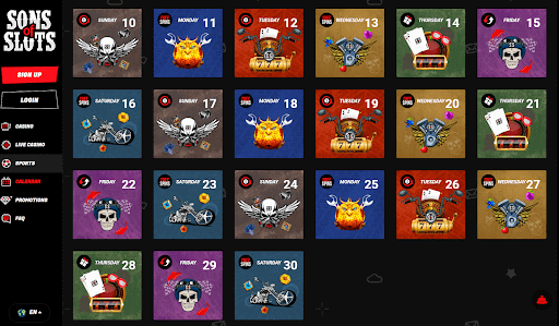 Sons of Slots Bonus and Incentive Schedule
