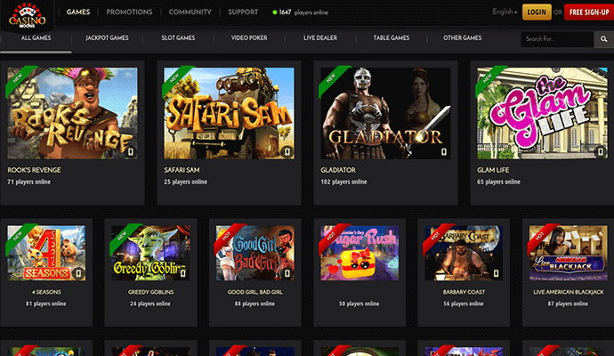 Casino Moons Homepage AU
