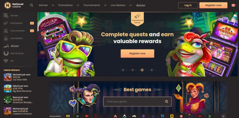 National Casino homepage