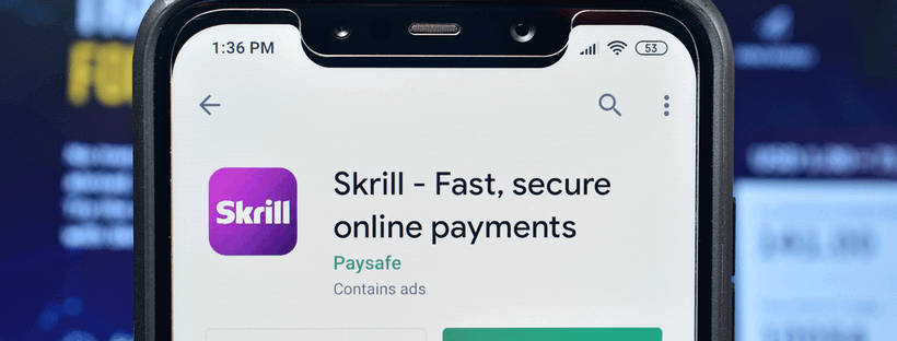 Skrill app on iphone image with logo