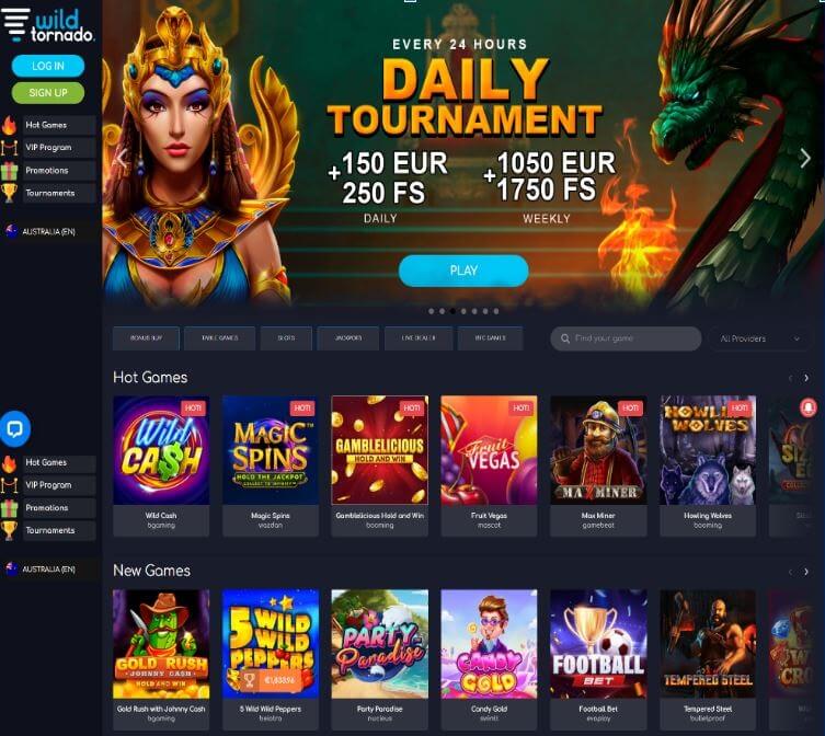 Wild Tornado Casino Interface