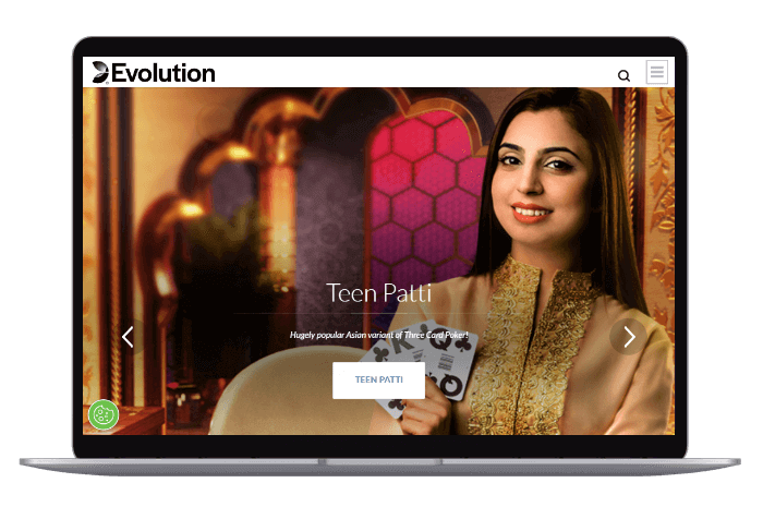 Evolution gaming homepage mockup