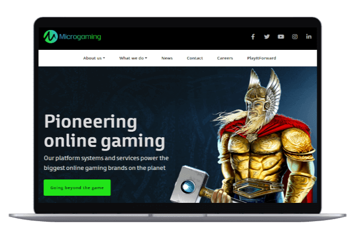 Microgaming homepage mockup