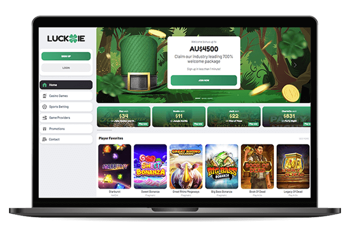 Luckzie Online Casino Mockup AU