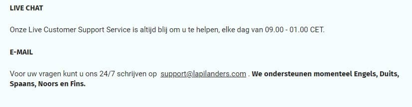 Lapilanders klantenservice