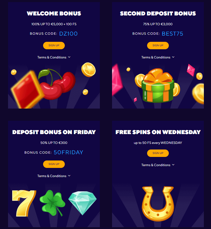 Dazard Casino Bonuses