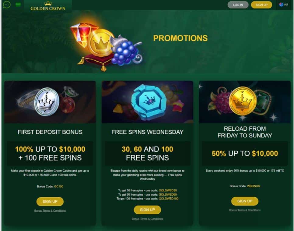 Golden Crown Casino Bonuses