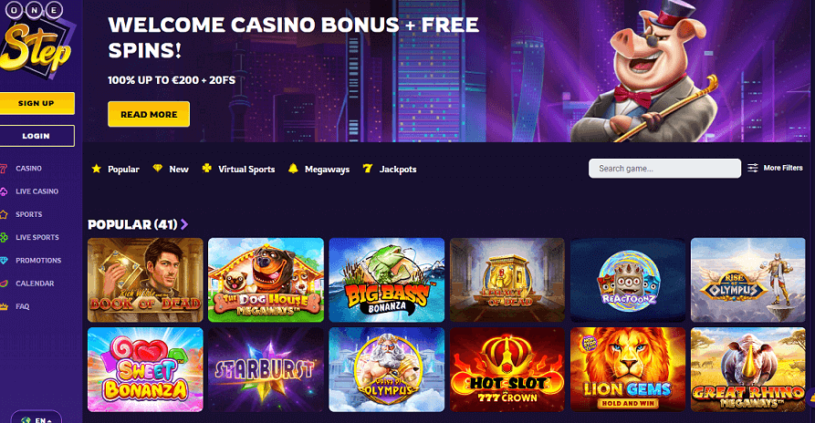 one step casino homepage