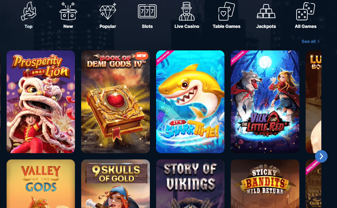 Playzilla Casino Interface