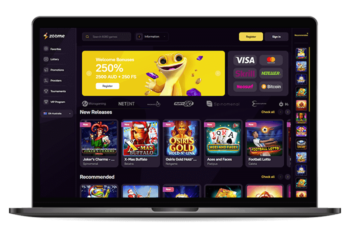 Zoome Online Casino AU Mockup