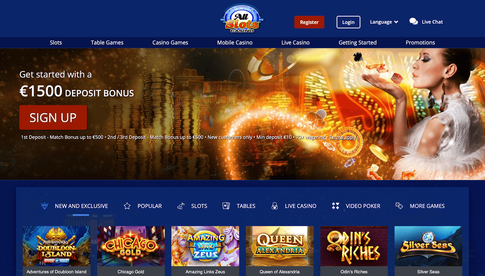 All Slots Casino Interface