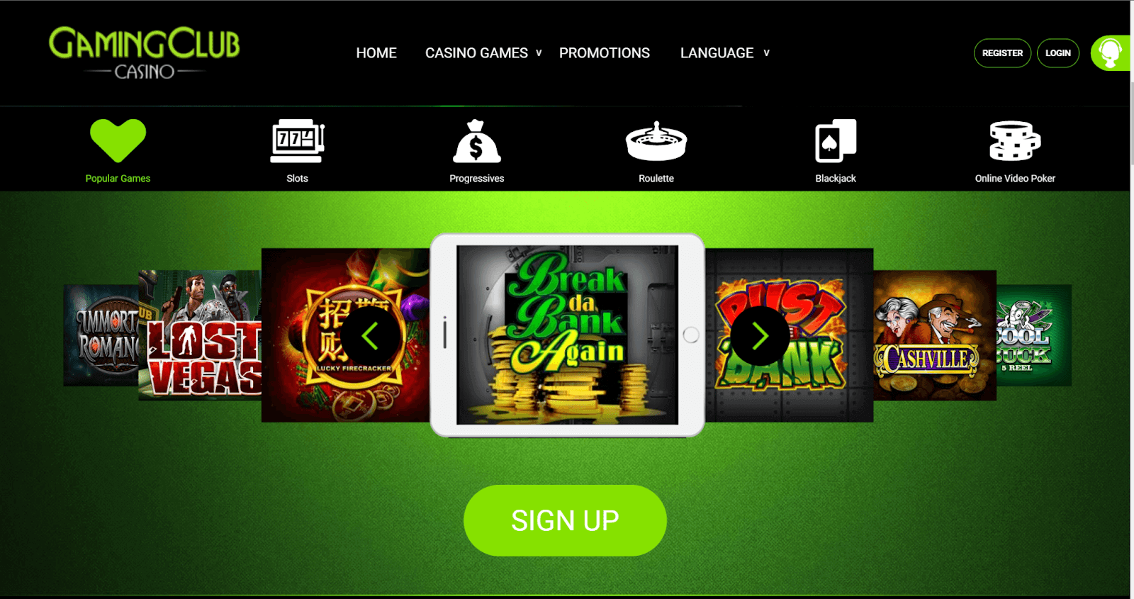Gaming Club Casino Interface