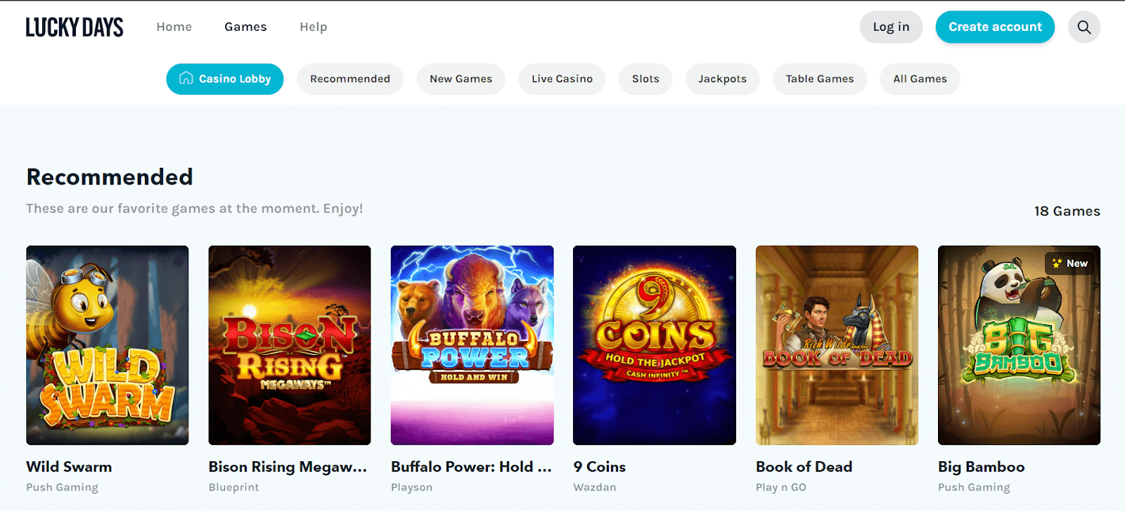 Lucky Days Casino Games