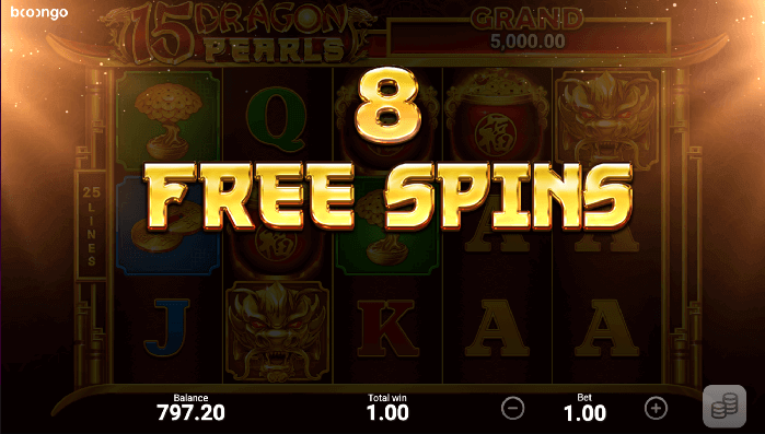 Land 3 Scatters on reels two, three, and four to earn 8 free spins. Engage with all-symbol gameplay during this bonus, excluding low-value icons, and enjoy potential re-triggers. Golden symbols on the reels can further expand your spins.