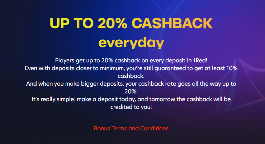 20% cashback everyday