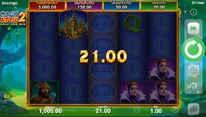 Step into an enchanted woodland in the Magic Apple 2 slot, where a band of dwarves eagerly await your aid to rescue Snow White. The wicked queen has struck with a tainted apple, so it's up to you to find the prince who holds the secret to the bonus antidote. As the vibrant reels spin, you'll unveil special apple combos that unlock the re-spin feature, offering chances to seize the jackpots and save the day. Interested in similar fairy-tale adventures?