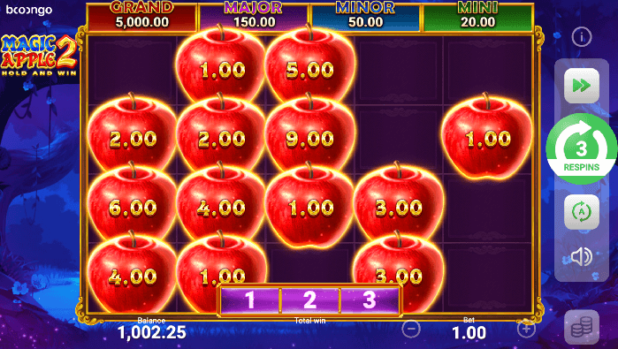 3 respins on Magic apple 2 by boongo