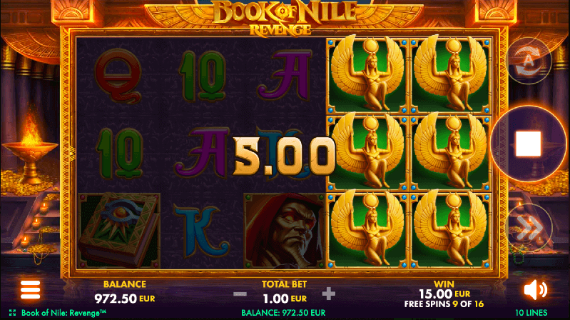 5.00 win with a combination of 6 reels