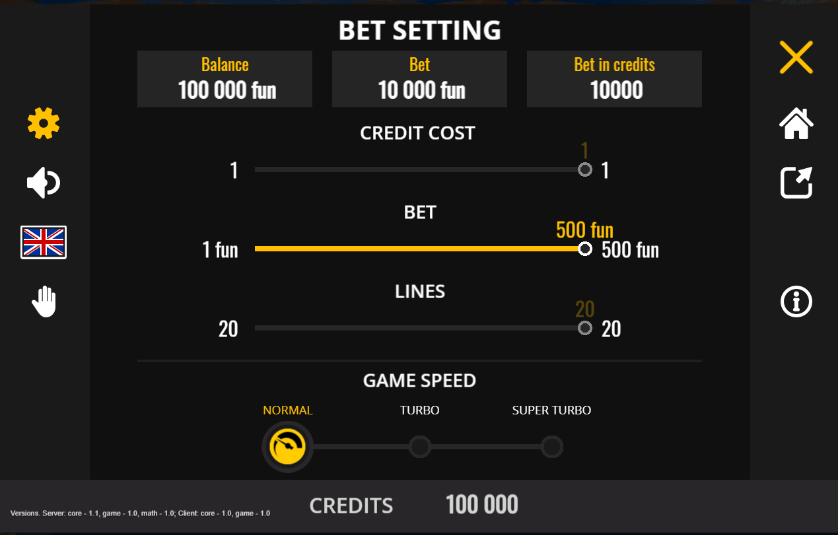 Bet settings for Pirate Jackpots