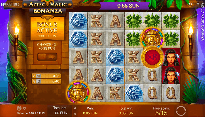 Congratulations! You've scored 10 free spins in Aztec Magic Bonanza.