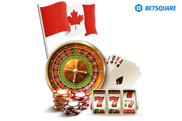 Canadian flag featuring popular online casino games