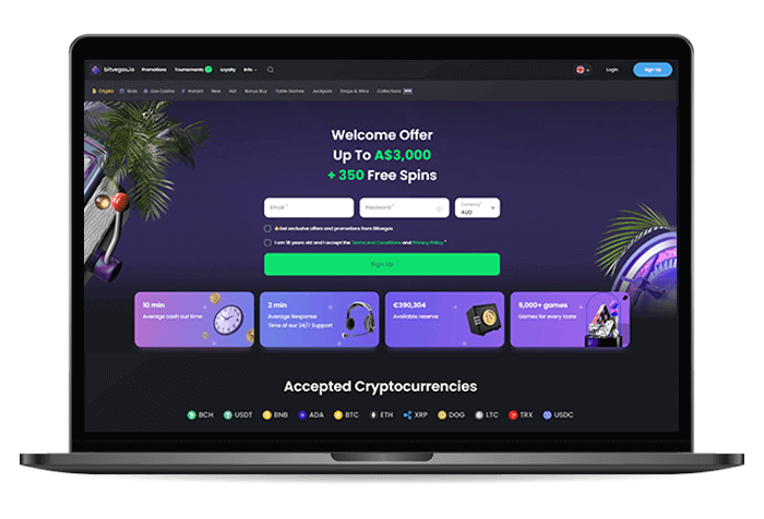 Bitvegas Online Casino AU Mockup