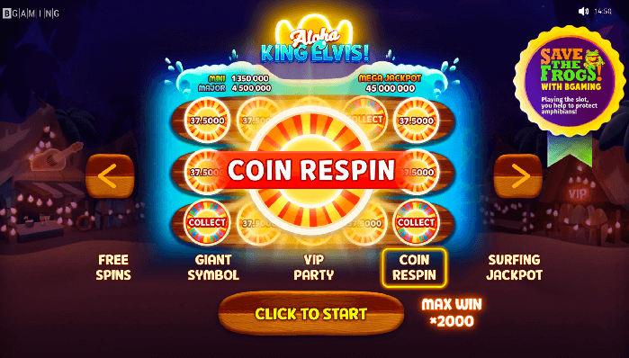Coin respin on Aloha king elvis Pokie