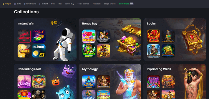 Game collections for online Casino BitVegas