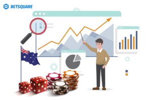 A dynamic character with gambling statistics graphically displayed behind them