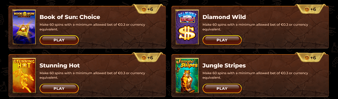 AmunRa Casino challenges Aussies to earn Comp Points while completing exciting tasks. Whether it's playing specific games at minimum bet or fulfilling a designated number of free spins, rewards await the determined.