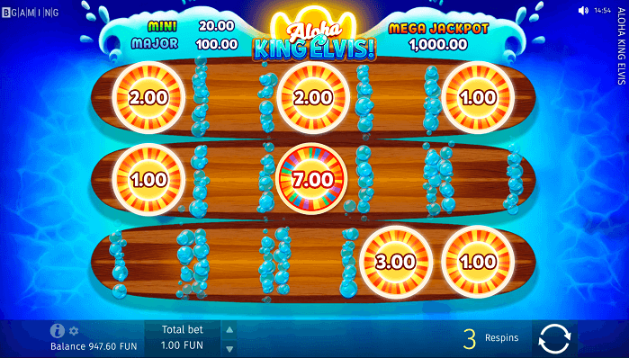 Hawaii-themed reels alongside Aloha King Elvis in an online casino slot