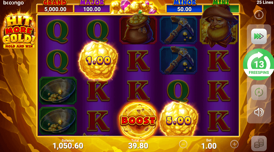 Feast your eyes on the Hit More Gold hold and win Boost animation.