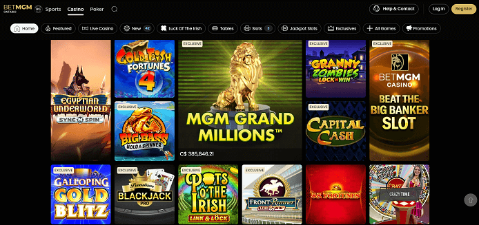 Introducing the BetMGM Online Casino Home Interface