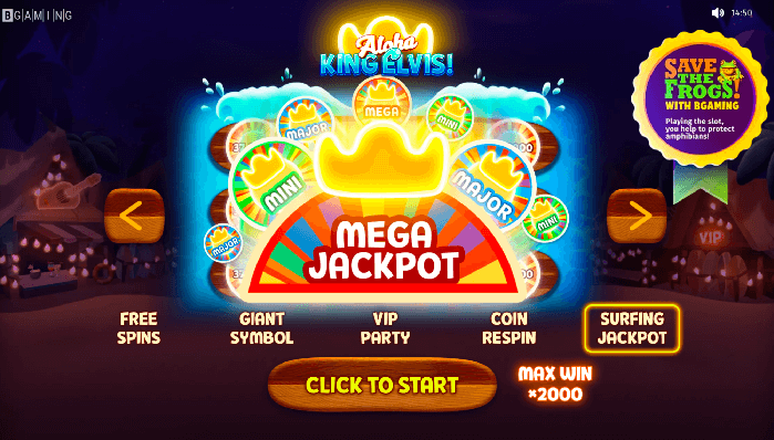 Mega, Mini, and Major Jackpots at Aloha King Elvis Online Casino Slot