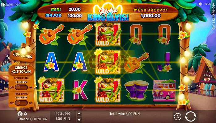 Mega jackpot of 1k for King Elvis Pokie