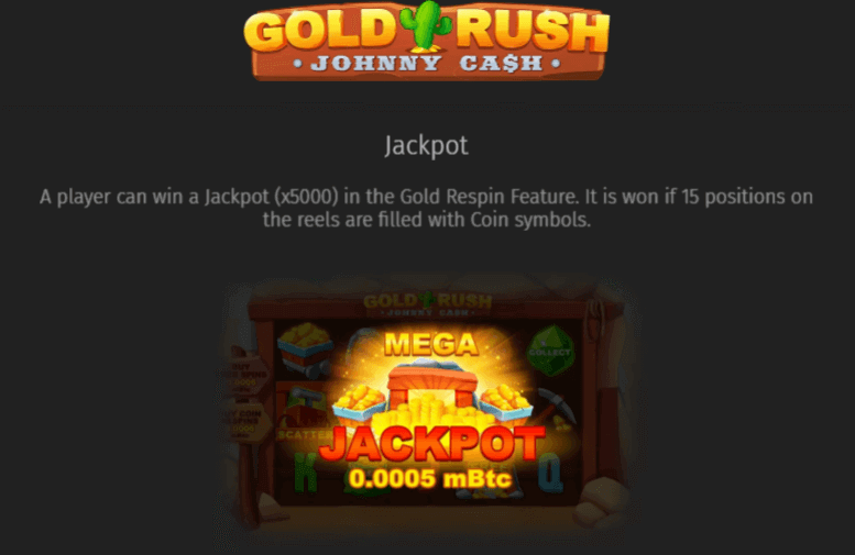 The Mega Jackpot screen teases enormous rewards in Gold Rush with Johnny Cash.