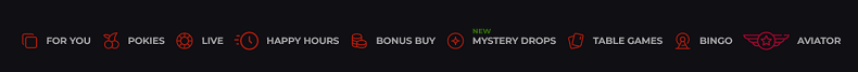 The extensive collection of online pokies caters to varied preferences. Aussies can apply filters above the lobby to locate games with specific features, such as Bonus Buy and Mystery Drops.