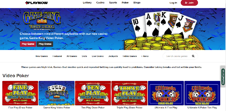 Video poker on online casino Playnow