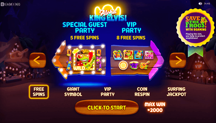 VIP celebration at Aloha King Elvis online casino slot