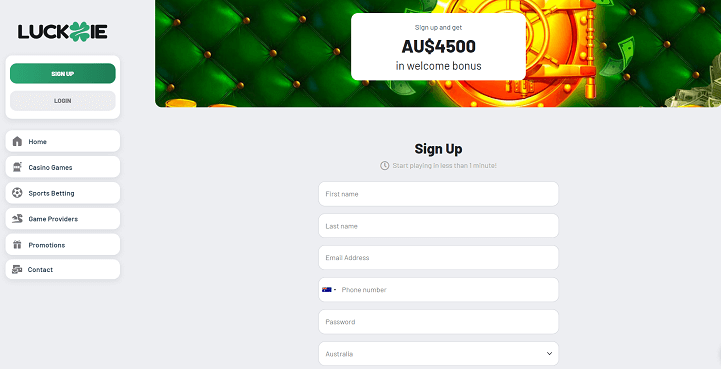 Welcome bonus of $4500 on Luckzie Casino