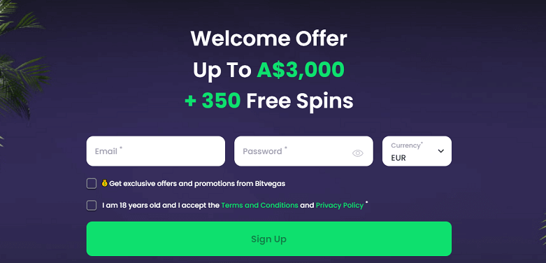 Welcome package BitVegas online Casino