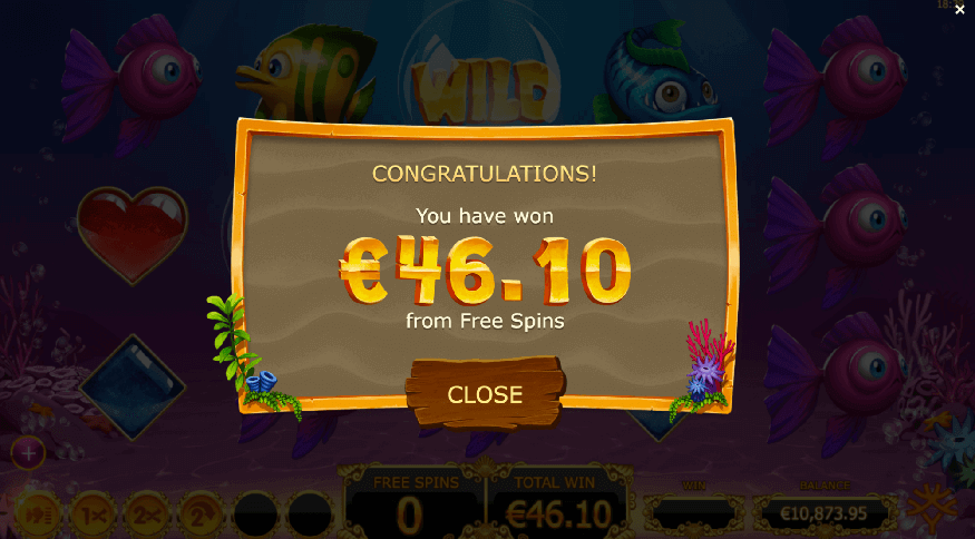 You've scored 46.10 Euros from the Fish Tank online slot!