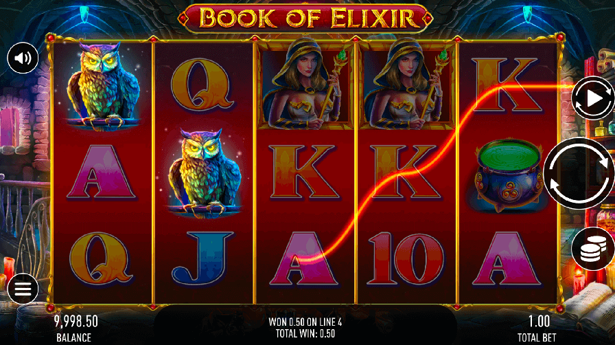 Winning moments featured in Book of Elixir slots