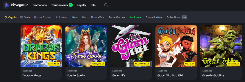 jackpots at pokies on bitvegas casino