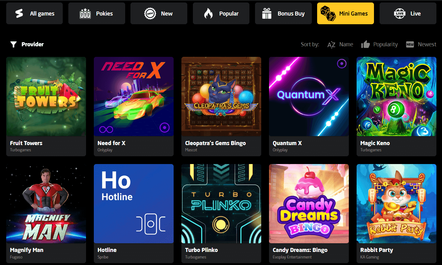 mini games online casino