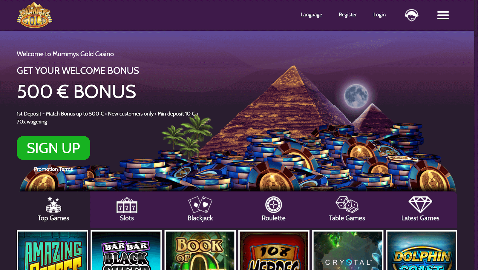 Mummys Gold Casino Interface