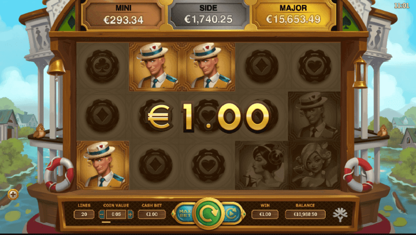 Pokie showing the value of a one EURO victory