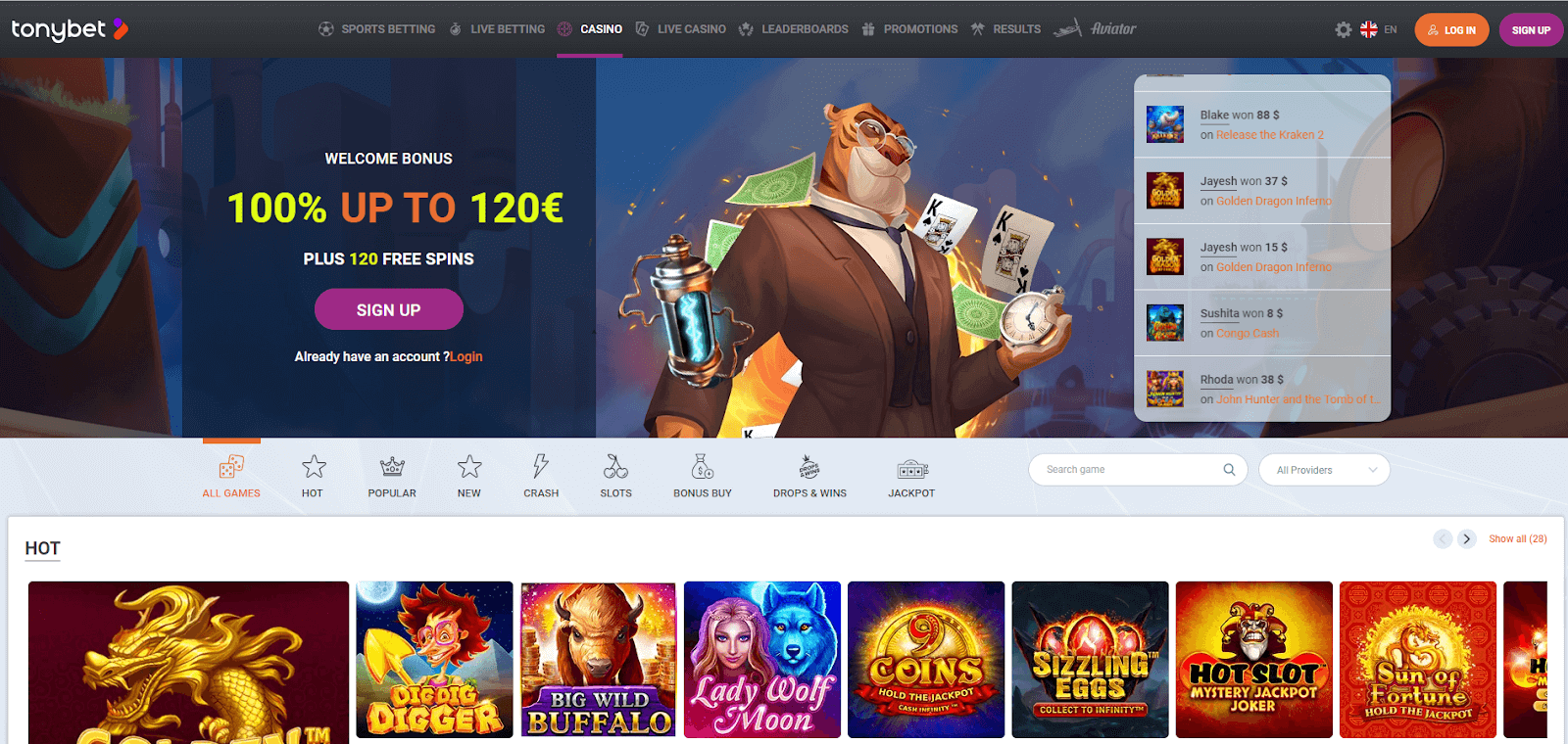 TonyBet Casino Games